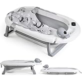 Buddy Baby - Foldable Bathtub with Temperature - From 0 months - Removable reducing cushion - Non-slip base - Drain plug - Co