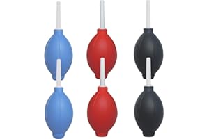 GVIVEJ Jeu de 6 Poussière à Soufflet, Caoutchouc Dust Blower, pour Objectif, Appareil Photo, Capteur, Clavier, Optique Nettoyage des Surfaces Sensibles, Noir Bleu Rouge