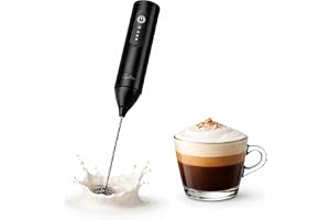 JATA JEES5504 USB-C uppladdningsbar elektrisk mjölkskummare, 3-växlad mjölkvisp, kaffeskum, cappuccino och latte, stång i ros