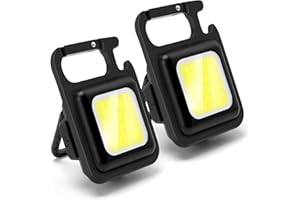 BESTLSY Keychain Emergency Light, Mini Rechargeable LED Flashlights,COB Keychain Work Light with 4 Light Mode Magnetic Work Light and Folding Bracket Bottle Opener, Portable Flashlight for Car Repair, Hiking
