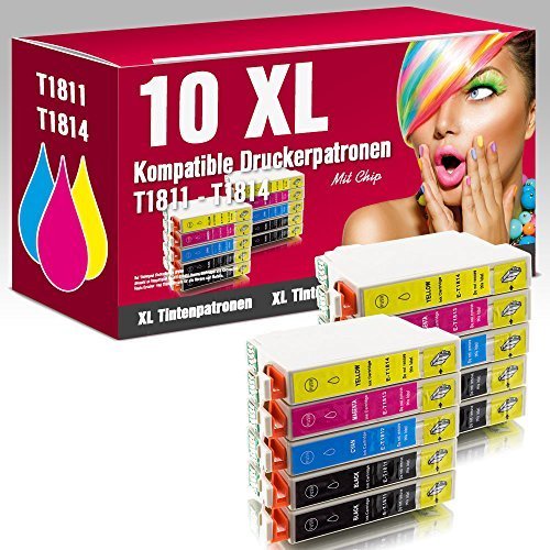 ms-point® 10 kompatible Druckerpatronen für Epson Expression Home XP-100 XP-102 XP-200 XP-202 XP-205 XP-210 XP-212 XP-215 XP-225 XP-30 XP-300 XP-302 XP-305 XP-310 XP-312 XP-313 XP-315 XP-320 XP-322 XP-325 XP-33 XP-400 XP-402 XP-405 XP-405WH XP-410 XP-412 XP-413 XP-415 XP-420 XP-422 XP-425 Patronen kompatibel zu T1811 T1812 T1813 T1814 18XL