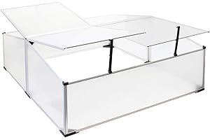 Wiltec Doppel Frühbeet Gewächshaus aus Aluminium, 100 x 120 x 40 cm, Gemüsebeet mit arretierbarem Dach und 4 Flügeln, witterungsbeständig, UV-Schutz