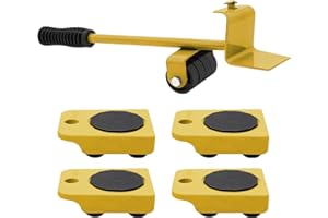 Hioph Heavy Duty Furniture Movers Tools with 4 Pack Moving Sliders, Professional Furniture Lifter, 360°Rotation Furniture Sliders for Moving Heavy Furniture Sofas Refrigerators(150KG, Yellow)
