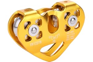 Eddwiin Polea de Escalada, 30KN, Doble polea, tirolina, Cable de Rescate, Carro, Equipo de Escalada en Roca para Exteriores