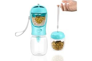 Nepfaivy Water Bottle for Dogs on the Go - 350 ml Leak-Proof Dog Drinking Bottle with 150 ml Food Container, Portable Dog Bottle on the Go for Small Dogs for Hiking and Travel