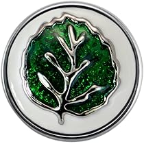 Bottone A Pressione Donna 18mm Foglia Verde - Placcato Argento Per Bracciali - Foto 5