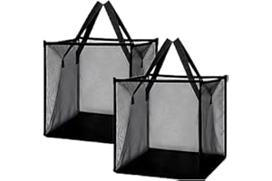 INSIMHEART 2 Pack Popup Laundry Hamper, Collapsible Mesh Laundry Baskets with Handles, Foldable Clothes Storage Hamper, Easy to Open, Portable for Laundry Storage, Kids Toy, Bathroom, Dorm or Travel, Black