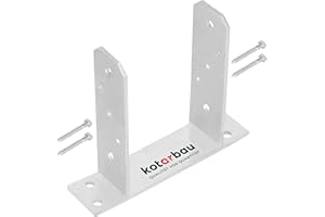 KOTARBAU® Soporte para Postes de Madera en U 140 mm Acero Galvanizado Soporte Poste Madera para Atornillar Base atornillable de Hormigón con placa de Anclaje Suelo Plateado