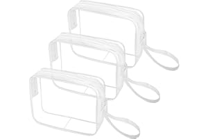 CGBE Borsa Cosmetici da Viaggio, Beauty Case da Viaggio Trasparente, Kit da Viaggio Aereo per Liquidi Trucchi, Sacchetti Trucco di Cerniera, TSA Borse da Toilette Impermeabile per Donna Uomo, 3 Pezzi