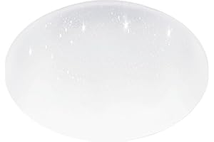 Eglo Plafoniera Led Pogliola-s, diametro 50 cm, lampada soggiorno effetto cristallo in acciaio e plastica bianca, lampada soffitto per cameretta, cucina, ufficio, ingresso