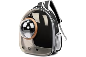 Galatée Zaino Per Gatti, Zaino Per Animali Domestici Zaino Bubble, Borsa Trasparente Impermeabile Per Capsule, Zaino Per Animali Domestici Con Capsula Ventilata(Nero, Copertura Dorata)
