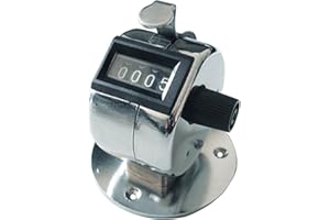 NONAME Ett Compteur Mécanique Manuel Argenté 0-9999 avec Support 45x30