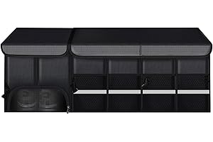 Ergocar Rangement Coffre De Voiture En Tissu Oxford Épais Grande Capacité Étanche Conception Partition Mobile Amovible Pliable Pour Voiture, Suv Et Camion