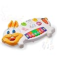 Wembley Rabbit Piano Musical Toy Interactive Educational Learning Music Keyboard Toys for Kids Playset with Flashing Lights & 6 Animal Sounds Fun Play Activity Birthday Gift for Boys Girls Toddlers