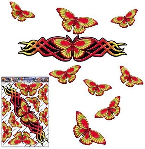 9 RED BUTTERFLY ANIMAL Car Stickers Large Vinyl Decal Pack For Walls Laptop Luggage Bicycle Caravans Van Camper Trucks - ST00021RD_LGE JAS Stickers