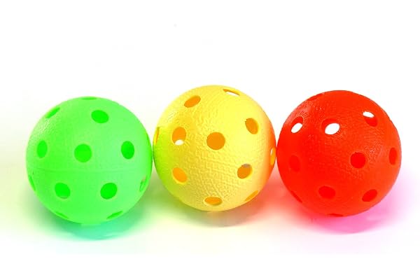 Realstick Kit de 3 balles de Floorball & Unihockey Couleur Mix | Balle de compétition + Balle d'entraînement certificat FIF pour une qualité contrôlée