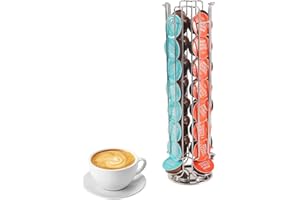 SYSYLY Porta Capsule Dolce Gusto ,Porta Cialde Per Capsules Dolce Gusto, Contenitore Capsule , Supporto Girevole Verticale 360°,Antiscivolo e Antigraffio,Organizzatore Cialde,Argento.