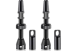 Momowin 2 Set di Valvole a Depressione per Bici Francesi F/V, 44 mm Valvola Tubeless mtb, Valvole Tubeless (Nero)