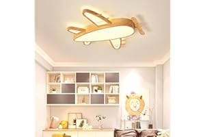 A.1.Coo Deckenlampe Dimmbar Kinderzimmerlampe Flugzeug Deckenleuchte Moderne Jugendzimmer Nachgeahmte Holzmaserung Metall Lampeschirm Deckenleuchten Kinderdecken Schlafzimmerlampe Kronleuchter(66CM)