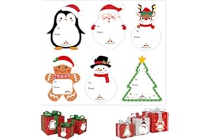 ARHZ 180 Pezzi Etichette Adesive Natalizie, Adesivi Regalo di Natale con 6 Motivi Natalizi, Autoadesivo Adesive Natalizie per Confezioni Regalo, Decorazioni, Biglietti, Buste