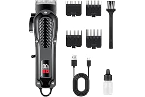 Anluomania Tagliacapelli Professionale, Macchinetta per Capelli Elettrica, Tagliacapelli Uomo Senza Fili, Trimmer capelli, Taglia capelli uomo, con 4 Pettini Guida, Ricaricabile USB, Display LED