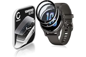 CELLONIC 2x 9H Display Schutzglas für Garmin Venu 2S Smartwatch, 3D Full Cover Full Glue Screen Protector Glass, Fitness Tracker Displayschutz Glas Transparent Schutzfolie