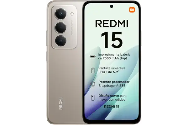 XIAOMI REDMI 15 - Smartphone de 8+256GB, Cámara Dual de 50MP con AI, Pantalla inmersiva de 6,9” FHD+, Snapdragon 685, Carga rápida de 33W, Cargador no Incluido, Gris (Versión ES)