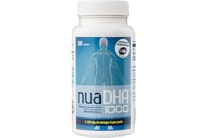 Nua Biological - NuaDHA 1000, Complemento Alimenticio con ácido docosahexaenoico - Omega 3 Marino de Pescado Azul - 30 cápsulas en forma de triglicérido (1000mg de DHA puro por perla)
