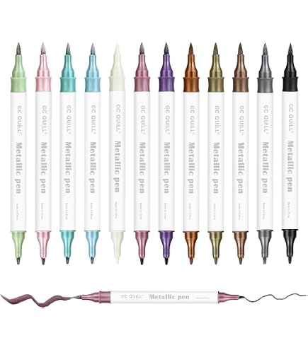 Set De 5 Stylos De Calligraphie Double Tête - Feutres Pinceaux Lettrage Noir 10 Pointes