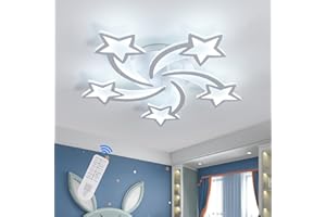 Riserva Ściemnialna lampa sufitowa LED, 50W 6000LM Nowoczesna lampa sufitowa z pilotem/APP, 3000-6500K Φ70cm, Akrylowy żyrandol w kształcie 5 gwiazdek do sypialni, salonu