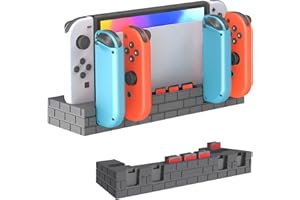 ARIKROII Ladestation für Switch Controller, Ladestation Kompatibel mit Nintendo Switch/OLED, Ladegerät für 4 Joycon Controller, Switch Zubehör mit 8 Spiele Lagerung für Nintnedo Switch/OLED Joycon (Schwarz