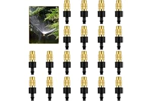 HEQISHUN 20 Pcs Brass Misting Nozzle, Adjustable Misting Spray Nozzle, 4/7mm Irrigation Nozzle, Sprinkler Heads Atomizing for Lawn Nursery Patio Garden Watering Irrigation System