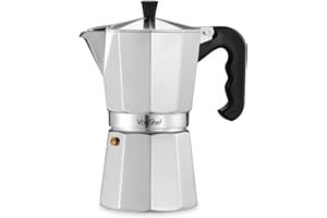 VonShef Stovetop Coffee Maker, 9 Cup Aluminium Italian Espresso Maker, 450ml Gas & Electric Stove Top Moka Pot with Replacement Gasket & Filter