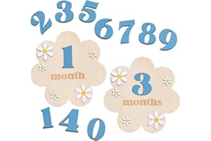 WUYJI Photo Albums, mesi neonato per foto Un set di biglietti con le tappe della crescita del bambino, con foto di bambini da 0 a 12 mesi, in stile floreale (blu)