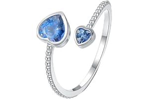 Seleneva Birthstones Heart Adjustable Rings with Zircondia Crystals for Women Girls Birthday Day Gifts to Mum Daughter Fiancee Nieces Sister Girlfriends