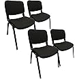 Meta Office Heavy Duty Stackable Guest & Reception, Office Chairs for home, Black Frame (4, Black)