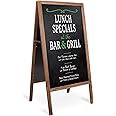 medla Wooden Chalkboard Double Sided: Magnetic Blackboard Stand A Frame Sign Board with 2 Cleaning Cloths Drawing Easel Standing Menu Board for Restaurant Cafe Bar wedding birthday Party 50x100cm