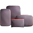 Bee Nesting Waterproof Compression Packing Cubes Set, Large - 4 Pieces (Grey and Red)