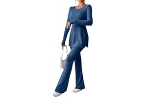 shownicer Curvy Completo Donna Casual Completo Pantalone 2 Pezzi Set Pullover a Maniche Lunghe e Pantaloni Due Pezzi Completo Tuta Outfit Suit