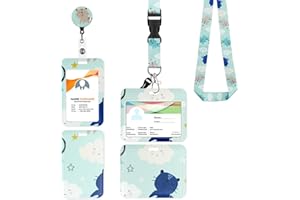 ZREBCLEY Porte Badge Tour de Cou 2 Pcs Porte-Badge avec Portant Cordon Pour Porte Badge Carte d'Identification Protege Carte Bancaire Carte de Bureau Porte Carte Bus(kitten)