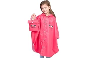 CHINYROZA Mantella Antipioggia Bambino Bambina Poncho Pioggia Impermeabile Bambini Portatile Pieghevole con Custodia Mantellina Pioggia Bimbo Impermeabile con Cappuccio 100% Antipioggia e Traspirante 75-155cm