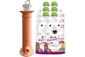 FUNMIX Rellenador de Bolsas para Comida de Bebé con Bolsas Exprimibles Reutilizable - Llenado de Bolsas para Puré de Frutas Rellenable - Bolsa de Comida Portátil para Bebés Niños Pequeños (Rosa)