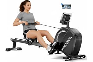 Dripex Magnetic Rowing Machine for Home Gym | 16-Level Magnetic Resistance & Dual Slide Rail | 350LBS Weight Capacity | LCD Monitor & App Connectivity for Full Body Workout