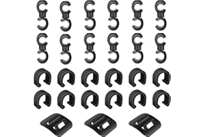 BOLOEST Zestaw 27 klipsów do kabli rowerowych, obudowa linki przekładni hamulcowej, zestaw zacisków prowadzących zawiera 12 klipsów rowerowych, 12 szt. obrotowych zacisków typu S i 3 samoprzylepne klamry ramy