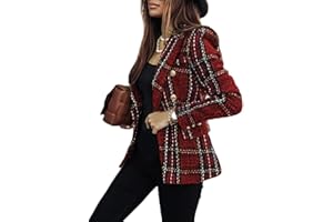 Onsoyours Femme Blazer à Carreaux Élégant Manches Longues Slim Fit OL Bureau Affaires Veste De Costume Devant Ouvert Manteau Cardigan Blouson Jacket
