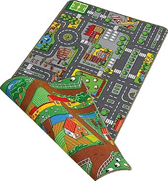Duoplay 100x190 A4 Wende Spielteppich City Oder Farm Amazon De