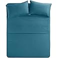 Comfort Spaces Microfiber Bed Sheets Set 14" Deep Pocket, Wrinkle Resistant, All Around Elastic - Year-Round Cozy Bedding Sheet, Matching Pillow Cases, Twin, Teal 4 Piece