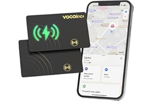 VOCOlinc Recargable Wallet Tracker Card Slim Finder 1.6mm, Air Tag Localizador Compatible con Apple Buscar App (Solo iOS), Bluetooth Tracker Rastreador para para Cartera, Maletas, Pasaporte, 2 Pack