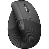 Logitech Lift Mouse Ergonomico Verticale, Senza Fili, Ricevitore Bluetooth o Logi Bolt USB, Clic Silenziosi, 4 Tasti, Compati