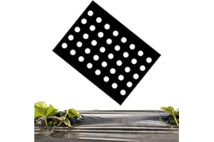 Wukesify 10 Meter Gartenmulch - Für Gartengemüsepflanzen wachsen Schwarze Mulchfolie mit 5 Pflanzlöchern - Unkrautschutzgewebe, Schwarze Folien mit 5 Pflanzpositionslöchern